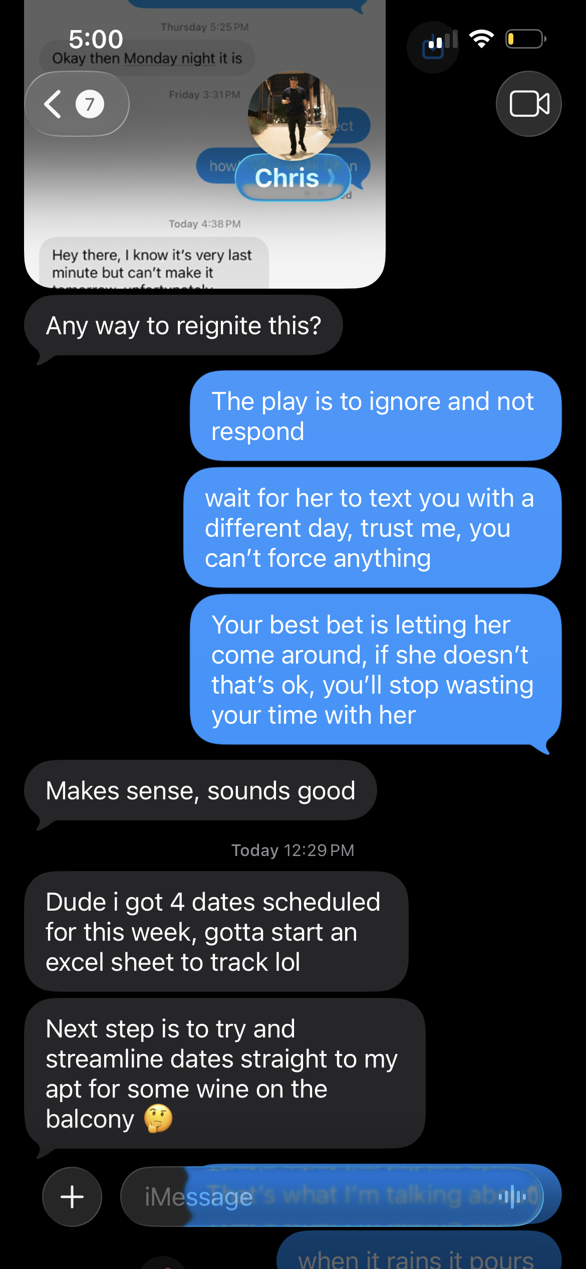 Client DM · four dates scheduled this week