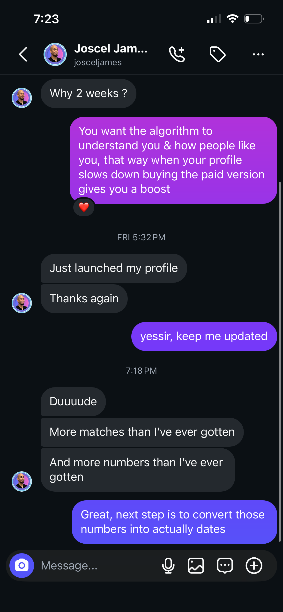 Client DM · more matches and numbers than ever