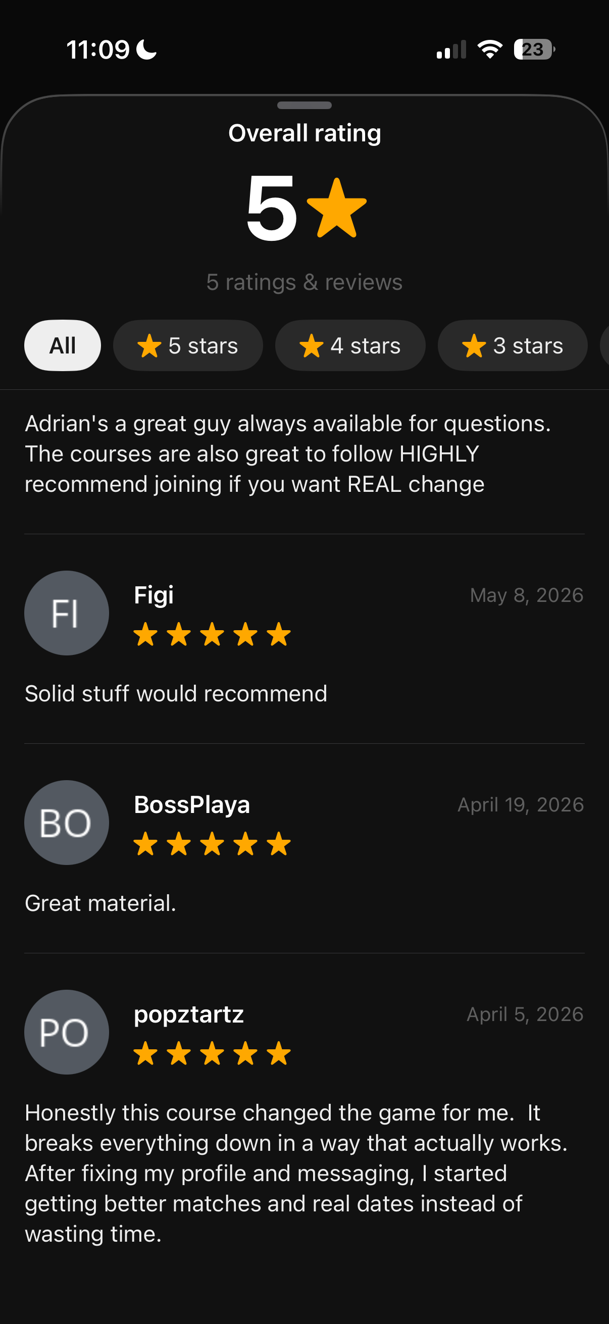 Course platform · written reviews